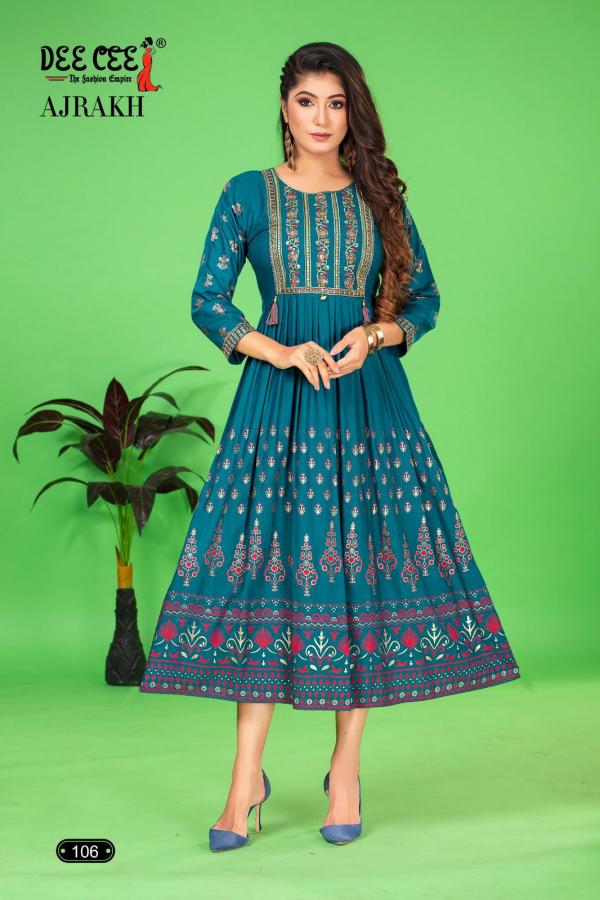 Deecee Ajrakh Rayon Printed Long Kurti Collection